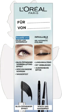 L’Oréal Paris Oster-Set: False Lash Bambi Eye Mascara Waterproof + Infaillible Autom. Grip Eyeliner Intense Black 10 L’Oréal Paris Oster-Set: False Lash Bambi Eye Mascara Waterproof + Infaillible Autom. Grip Eyeliner Intense Black -Exquisite Pflege MAM 10191680 SHOP IMAGE 1.4