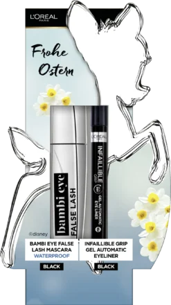 L’Oréal Paris Oster-Set: False Lash Bambi Eye Mascara Waterproof + Infaillible Autom. Grip Eyeliner Intense Black