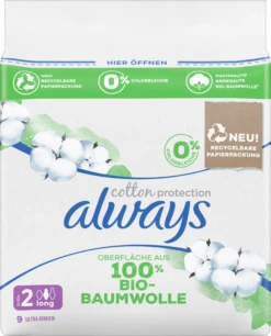 Always® Cotton Protection Binden Mit Flügeln Long Gr. 2