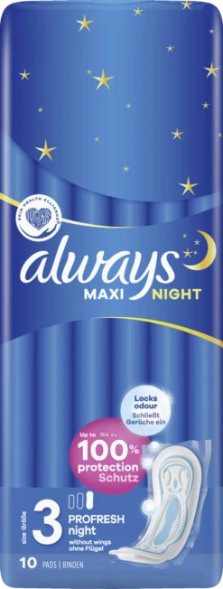 Always® Maxi Night PROFRESH Night Binden Ohne Flügel
