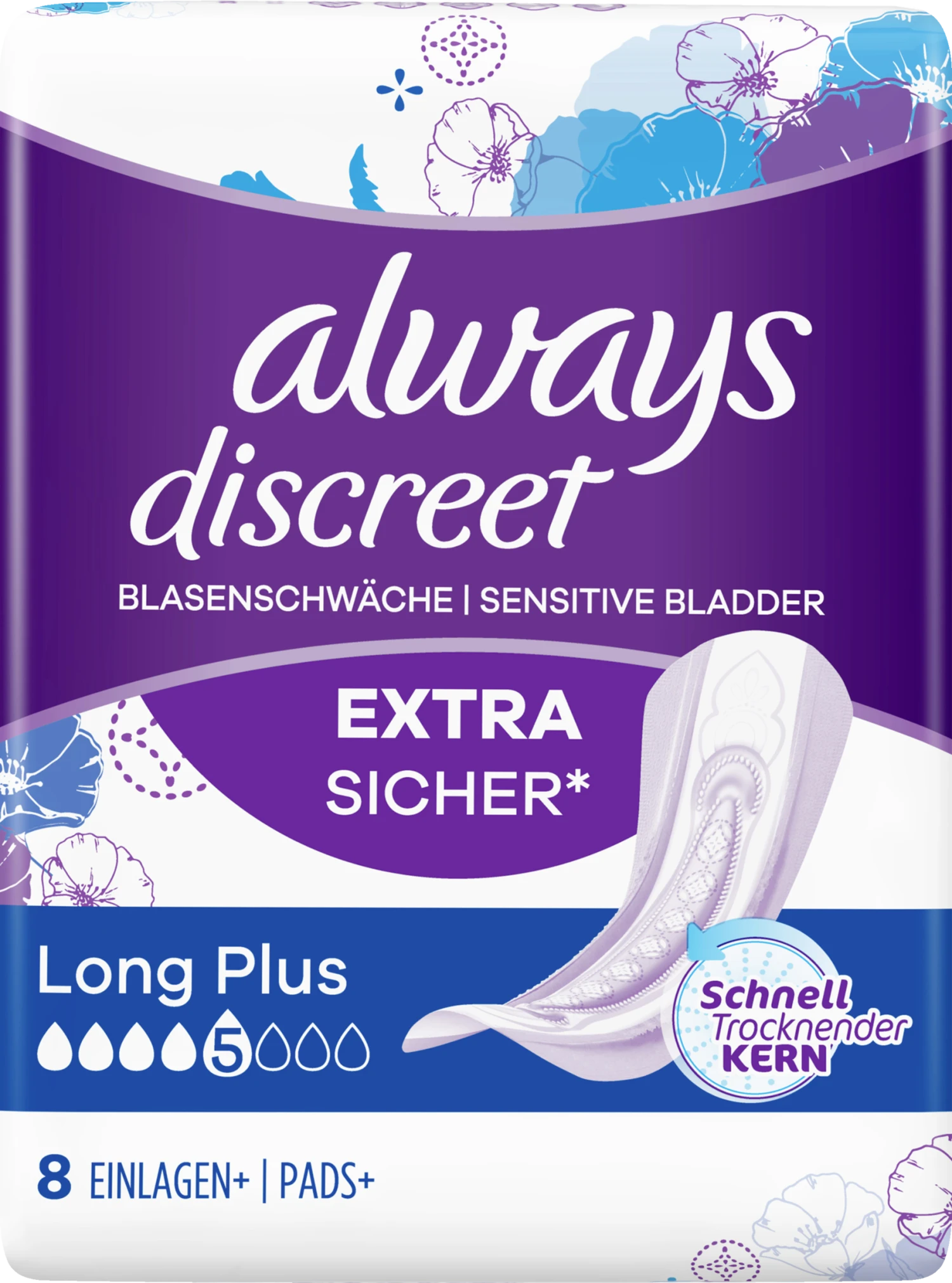 Always® Discreet Inkontinenz-Einlagen+ Long Plus 1 Always® Discreet Inkontinenz-Einlagen+ Long Plus