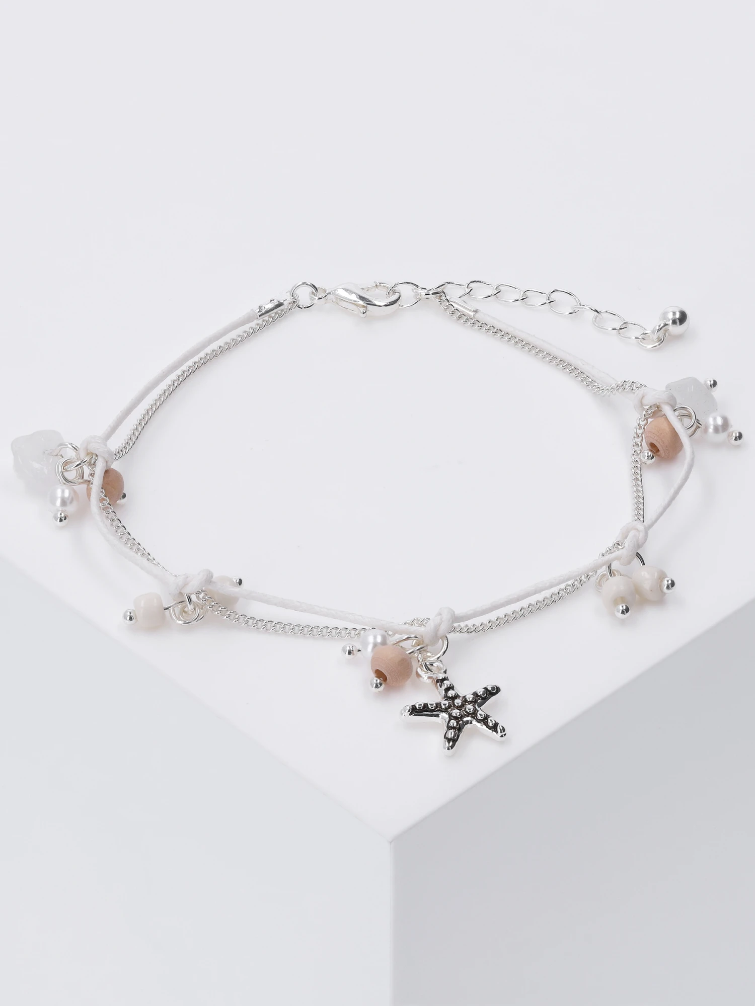 Accessories Fußkette Mit Seestern-Motiv, Jade-Schmucksteinen Und Holz-Elementen 2 Accessories Fußkette Mit Seestern-Motiv, Jade-Schmucksteinen Und Holz-Elementen – Bild 2