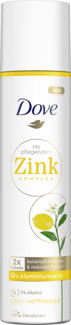 DOVE Deo Spray Mit Citrus- Und Pfirsichduft Und Pflegendem Zink-Komplex