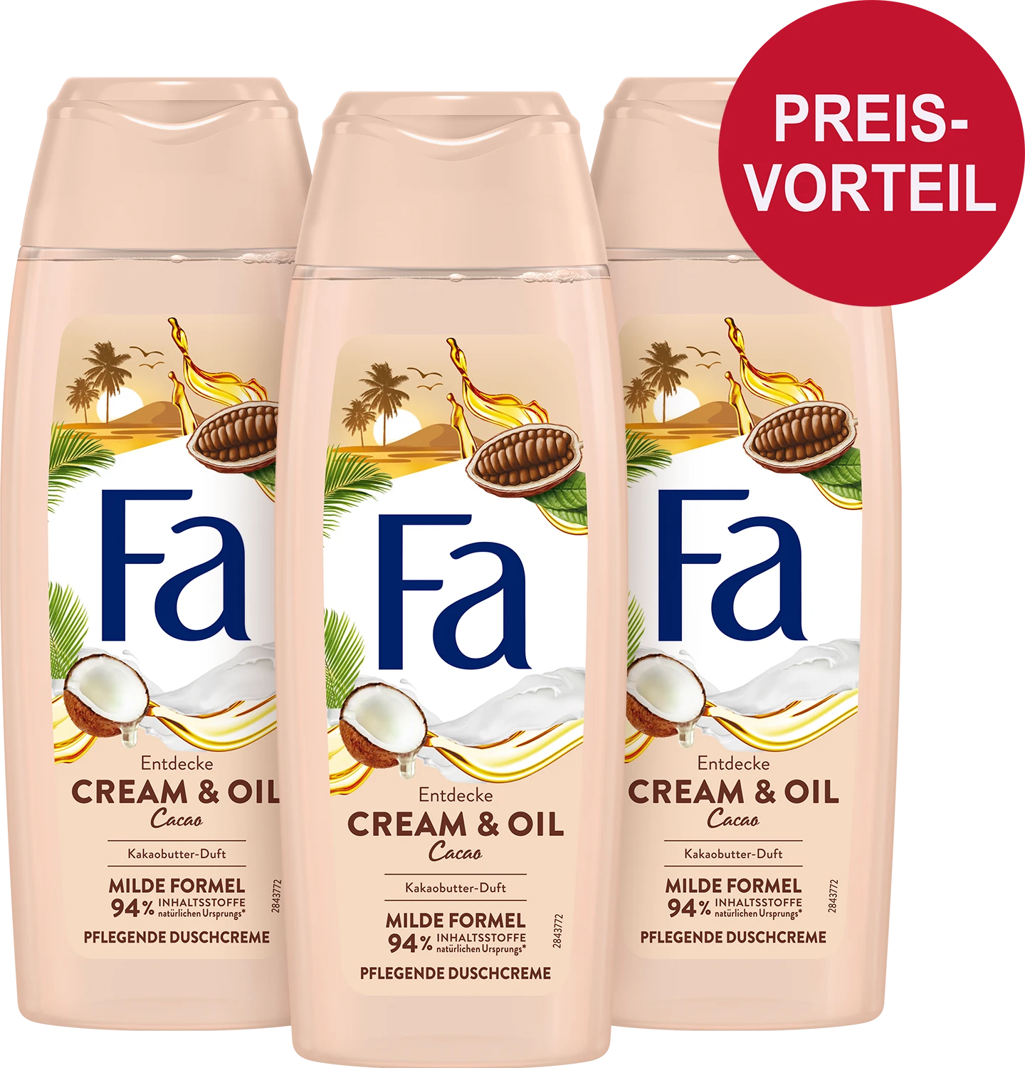 3er Vorteilsset Cream & Oil Cacao Pflegende Duschcreme 1 3er Vorteilsset Cream & Oil Cacao Pflegende Duschcreme